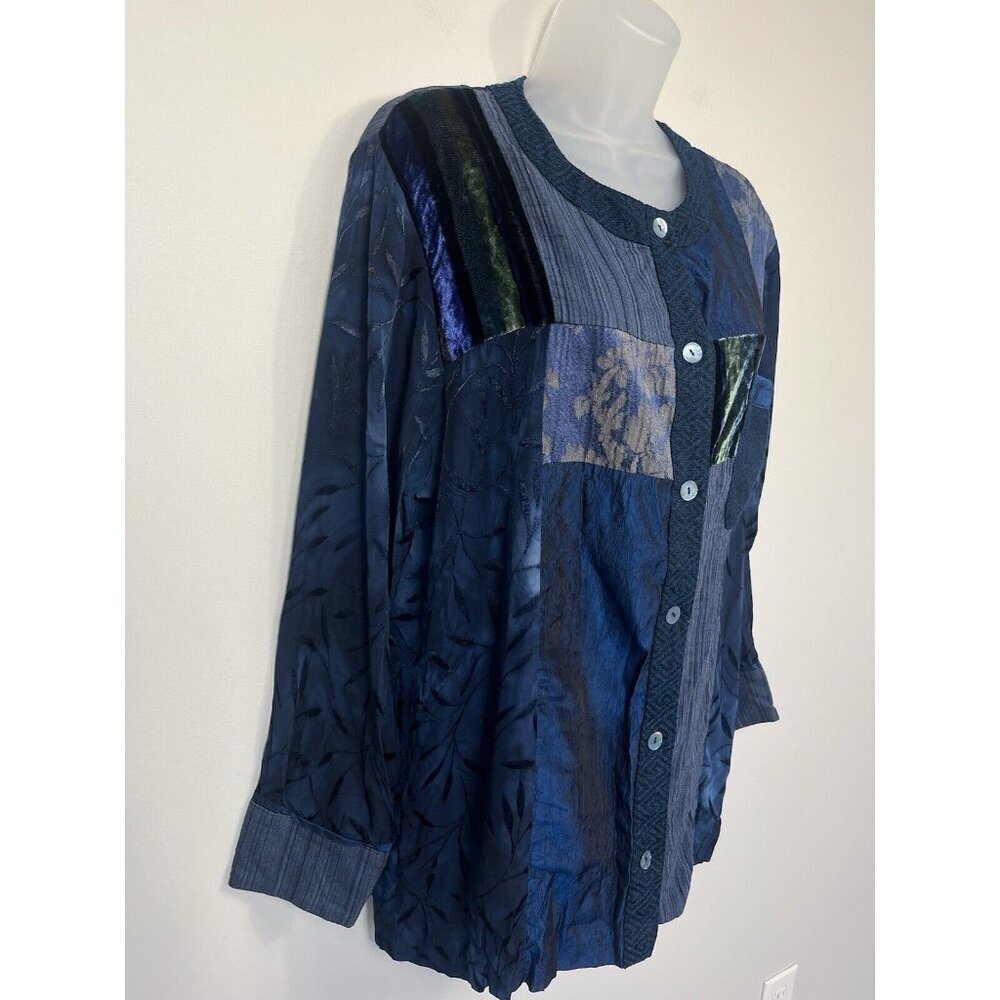 Vintage Mozart Women Button Down Shirt L Mixed Media Abstract Art To Wear USA - Picture 3 of 12